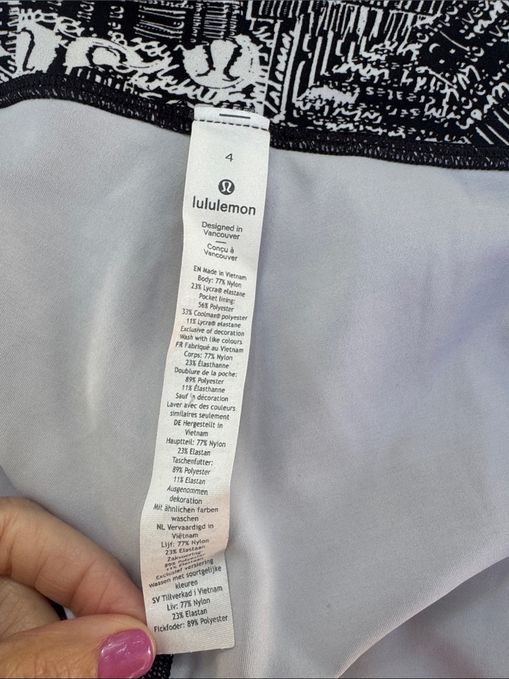 lululemon Wunder Train HR Tight 25” Tear It Up Alpine White Black Logo Size 4 - Picture 9 of 14